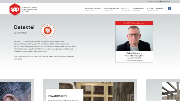 Website Screenshot: Detektivunternehmen Mag. Richard Tautscher - SAÖ Tirol & Salzburg - Detektei | Privatdetektiv | Wirtschaftsdetektiv | Kaufhausdetektiv - Date: 2023-06-22 15:13:17