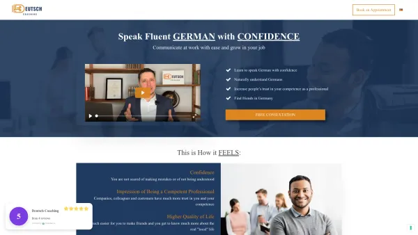 Website Screenshot: DEUTSCH Coaching - Language Fluency Coaching for Professionals - Speak German with Confidence - Date: 2023-06-22 15:13:17