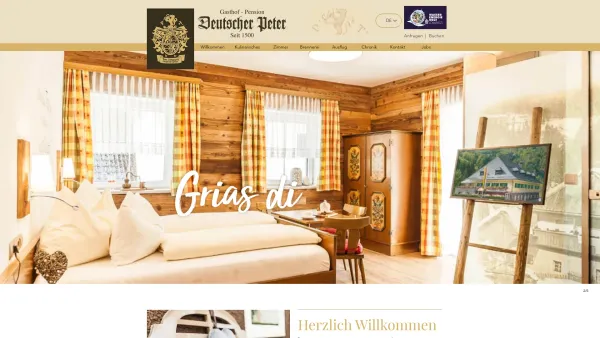 Website Screenshot: Gasthof-Pension Deutscher Peter - Willkommen im Deutschen Peter - Date: 2023-06-22 15:13:17