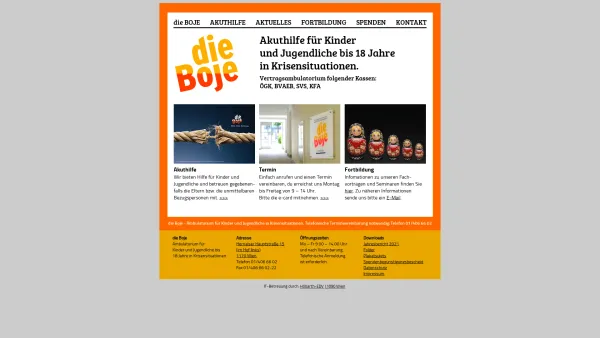 Website Screenshot: Ambulatorium f Kinder u Jugendliche in Krisensituationen Die die Boje - Willkommen - die Boje - Date: 2023-06-22 15:00:17