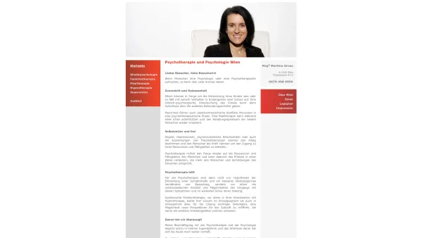 Website Screenshot: die-therapeutin.at Mag. Martina Gross - Psychologie Wien - Systemische Familientherapie - Hypnotherapie - Martina Gross - Date: 2023-06-22 15:13:17