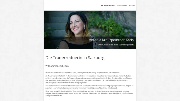 Website Screenshot: Die Trauerrednerin Antonia Kreuzpointner-Kreis - Die Trauerrednerin - Dem Abschied eine Stimme geben... - Date: 2023-06-26 10:26:13