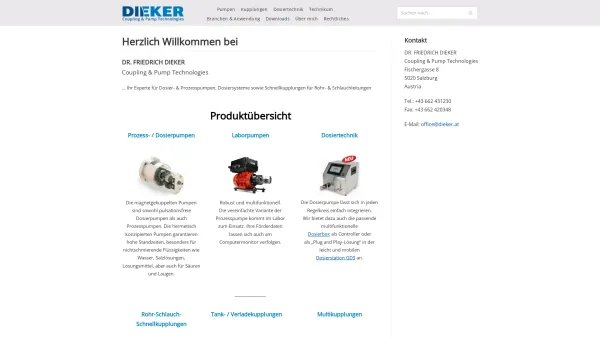 Website Screenshot: DR. FRIEDRICH DIEKER Coupling & Pump Technologies - dieker.at - Date: 2023-06-22 15:10:50