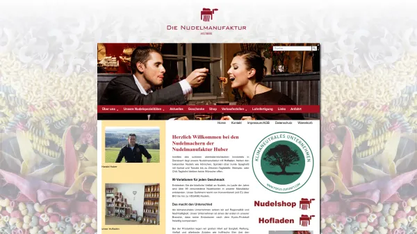 Website Screenshot: Die Nudelmanufaktur Huber - Nudelmanufaktur Huber in Diersbach | Hausgemachte Teigwaren / vegane BIO Nudeln / Geschenkset online bestellen - Date: 2023-06-14 10:38:13