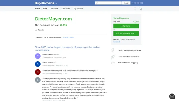 Website Screenshot: Mayer Dieter Site offline - DieterMayer.com is for sale | HugeDomains - Date: 2023-06-14 10:39:26