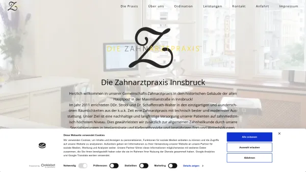 Website Screenshot: Zahnarzt Innsbruck Mag. DDr. Verena Strobl und Dr. med. dent. Julia Daniela Walter - ? Zahnarzt Innsbruck alle Kassen - Die Zahnarztpraxis - Date: 2023-06-14 10:47:21
