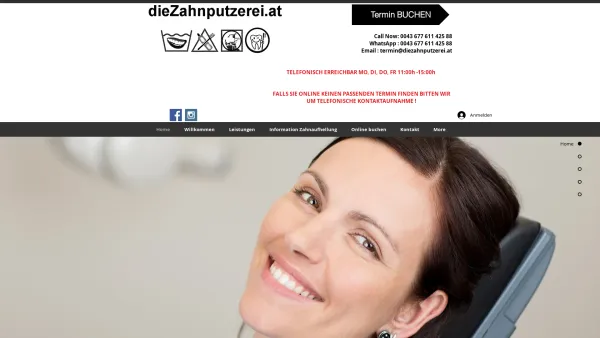 Website Screenshot: DieZahnputzerei Zahn, Zähne, Zahngesundheit, Zähnezeigen, Zahnarzt, Zahnärzte, Zahnprobleme, Zahnfüllung - die Zahnputzerei in Wien - Bleaching/Zahnaufhellung/Mundhygiene - Date: 2023-06-26 10:26:13