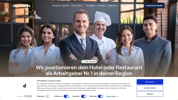 Website Screenshot: Digitalents Recruiting - Digitalents - Fachkräfte für Hotel und Restaurant - Date: 2023-06-26 10:26:13
