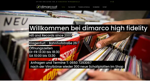 Website Screenshot: di marcos high fidelity musikstudio - Home - dimarco.at - Date: 2023-06-22 15:10:51