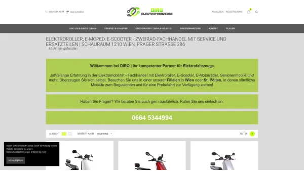 Website Screenshot: DTS DiroScoo E-Scooter Fachgeschäft E-Bike Center - DIRO - Ihr kompetenter Partner für Elektrofahrzeuge, Elektroroller - Date: 2023-06-22 15:11:10