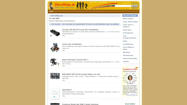 Website Screenshot: Discoshop - Discotheken und Lokal Ausstattungen - DiscoShop.at - die besten Preise Discoshop - Date: 2023-06-22 15:11:10