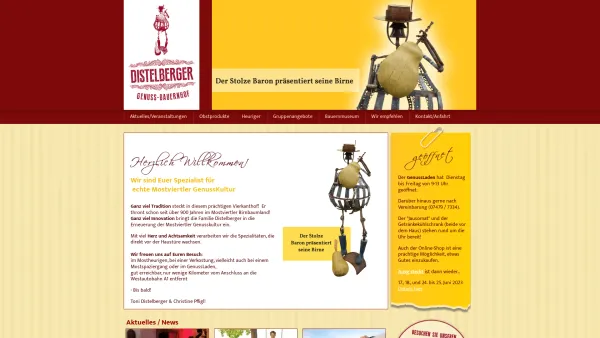 Website Screenshot: Mostbauernhof Distelberger, Mostbaron, Mostheuriger, Mostviertler Bauernmuseum - GenussBauernhof Distelberger - Date: 2023-06-22 15:11:10