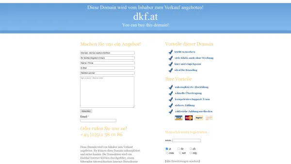 Website Screenshot: DKF Kärntner Finanzberatung - Die Domain dkf.at können Sie kaufen! - Date: 2023-06-22 15:11:10