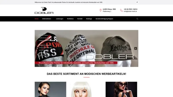 Website Screenshot: Dobler Werbetextilien Klaus Vorarlberg Austria - Dobler-Textil – Werbetextilien seit 1980 - Date: 2023-06-22 15:00:18