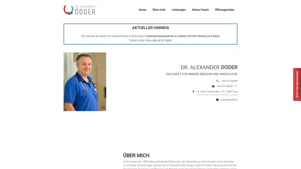 Website Screenshot: Dr. Alexander doder.at - Internist in Graz - Dr. Doder - Date: 2023-06-22 15:00:18