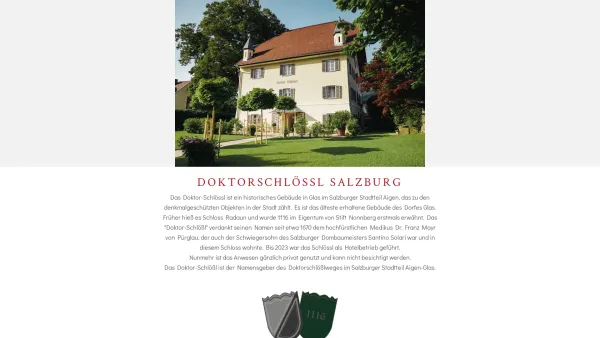 Website Screenshot: Hotel Doktor-Schlössl - Das Doktor-Schlössl in Salzburg Aigen - Date: 2023-06-15 16:02:34