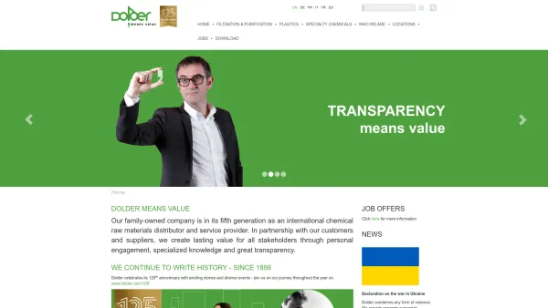 Website Screenshot: Dolder means value fine chemicals polymers services trading company - Dolder - Plastics, Specialty Chemicals, Filtration & Purification - Date: 2023-06-22 15:00:18