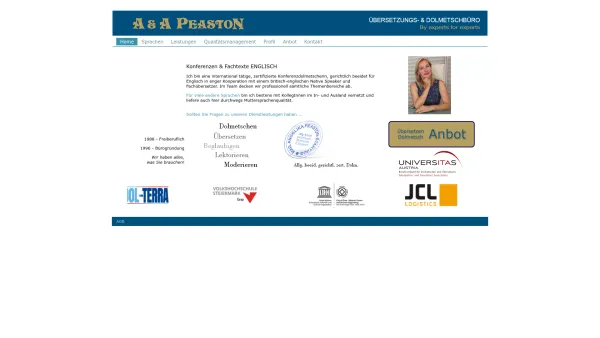 Website Screenshot: Angelika Peaston - dolmetsch-peaston.com - Date: 2023-06-26 10:26:13