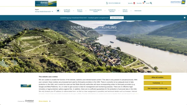 Website Screenshot: Donau Niederösterreich Niederösterreich - Urlaub an der Donau Niederösterreich | Infos zum Donauradweg und Wandern entlang der Donau, Gastgeber und Ausflugsziele, Events - Date: 2023-06-15 16:02:34