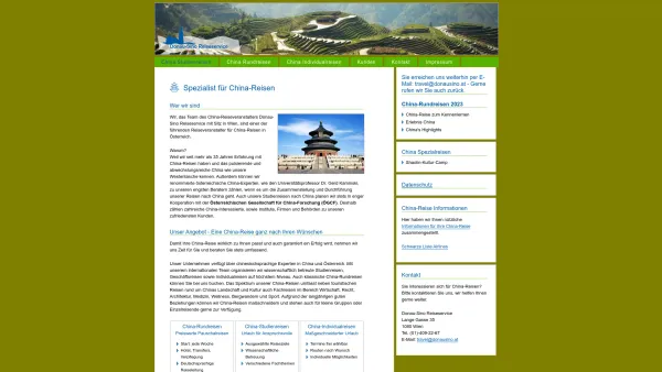 Website Screenshot: Donau-Sino Reiseservice GmbH - China Reisen - Reisen nach China - China Reise - China Studienreisen - China Rundreisen - China Individualreisen - Donau-Sino Wien - Date: 2023-06-14 10:38:04