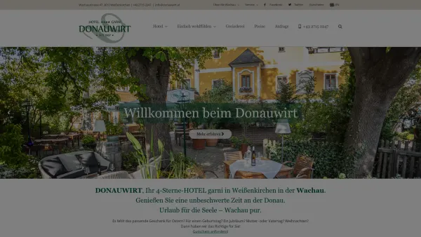 Website Screenshot: Donauwirt - 4-Sterne-HOTEL DONAUWIRT – URLAUB in der Wachau - Date: 2023-06-22 15:10:51