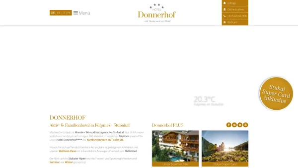 Website Screenshot: Aktivhotel Donnerhof - Donnerhof - Hotel Donnerhof mit Schwimmbad Stubaital - Date: 2023-06-22 15:10:51