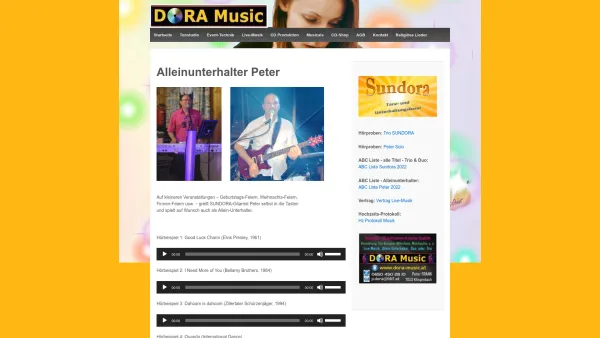 Website Screenshot: DORA Music - Alleinunterhalter Peter – DORA Music - Date: 2023-06-15 16:02:34