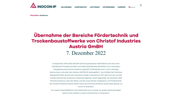 Website Screenshot: Doubrava Ges.m.b.H. & Co. KG - Doubrava – INOCON Industrial Plants - Date: 2023-06-22 12:14:21