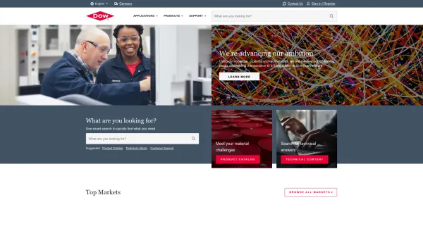 Website Screenshot: The Dow Chemical Company - Dow | The Materials Science Company | Explore Products - Date: 2023-06-22 15:00:18