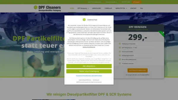 Website Screenshot: DPF Cleaners Dieselpartikelfilter Reinigung - Partikelfilter regeneration | DPF reinigen für mehr Motorleistung - Date: 2023-06-26 10:26:16