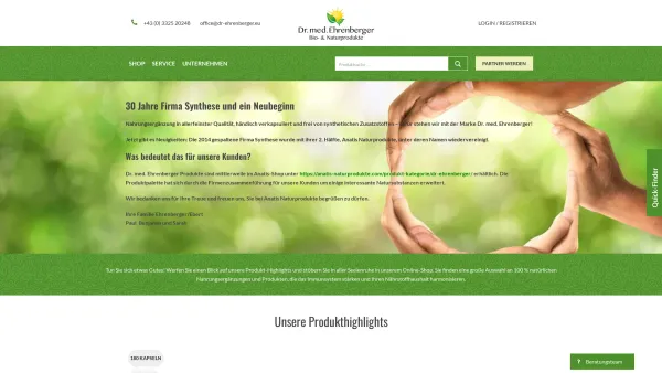 Website Screenshot: Dr. Ehrenberger Synthese GmbH - Naturprodukte - 100% Bio-Qualität - Dr. med. Ehrenberger - Date: 2023-06-26 10:26:16