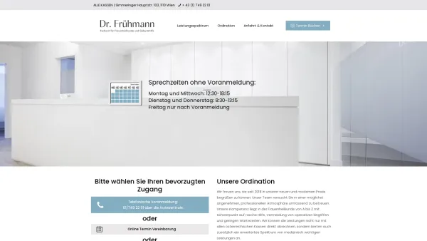 Website Screenshot: Dr. Peter Frühmann - Frauenarzt Dr. Frühmann – 1110 Wien, alle Kassen - Facharzt für Frauenheilkunde und Geburtshilfe - Date: 2023-06-15 16:02:34