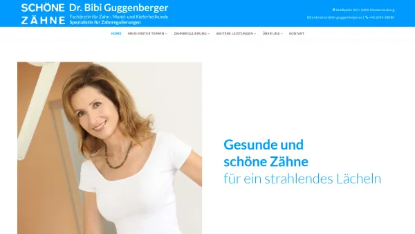 Website Screenshot: Dr. Bibi Guggenberger-Garstenauer - Spezialistin f. Zahnregulierungen in Klosterneuburg - Date: 2023-06-22 15:00:18