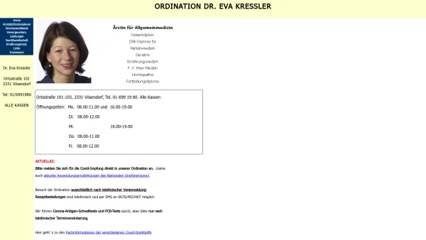 Website Screenshot: Dr. Eva Kressler Wahlärztfür Allgemeinmedizin Homöopathie F.X. Mayr Ernährungsmedizin - Neue Seite 1 - Date: 2023-06-14 10:47:24