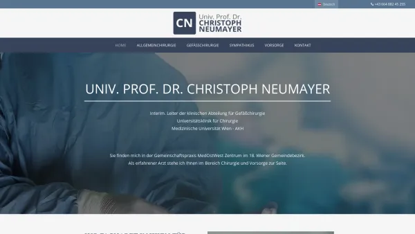 Website Screenshot: UNIV. PROF. DR. CHRISTOPH NEUMAYER - Chirurg f. Gefäßchirurgie, Allg.-Chirurgie, Sympathikus, Wien - Date: 2023-06-26 10:26:16