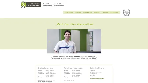 Website Screenshot: Dr. med. univ. Günther Schönhuber - Praktischer Arzt und Hausarzt in Linz | Dr. Schönhuber - Date: 2023-06-22 15:10:51