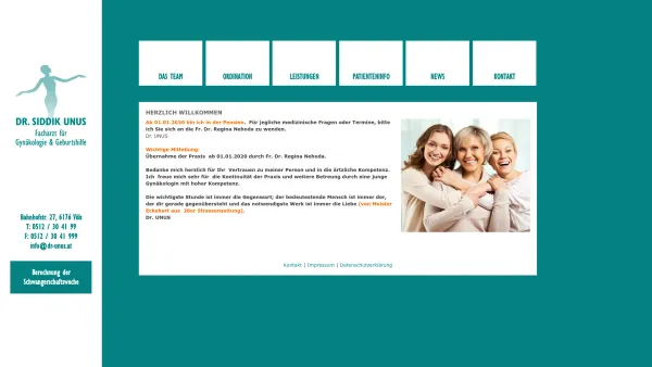 Website Screenshot: Praxis Dr. Siddik Unus Facharzt für Frauenheilkunde - Home - Dr. Unus - Date: 2023-06-22 15:10:51