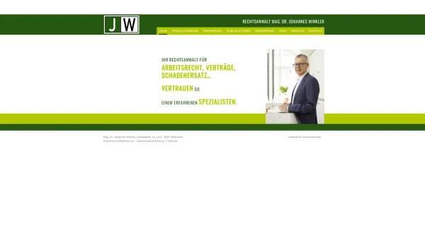 Website Screenshot: Rechtsanwalt Mag. Dr. Johannes Winkler - Rechtsanwalt Arbeitsrecht Dr. Johannes Winkler Linz Oberösterreich - Date: 2023-06-15 16:02:34