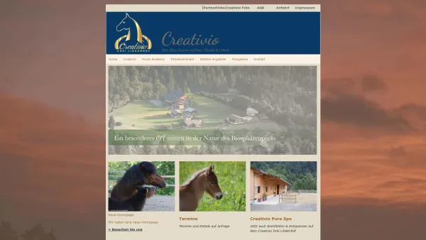 Website Screenshot: Pferdehof Drei Drei-Lindenhof - Home - Creativio der Pferdehof in Vorarlberg - Date: 2023-06-14 10:39:31