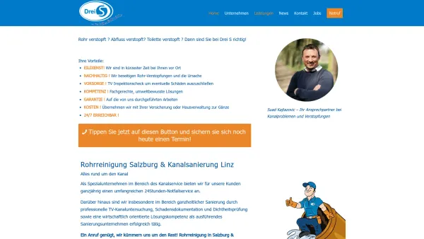 Website Screenshot: AKE Drei S GmbH - Rohrreinigung Kanalreinigung und Kanalsanierung | DreiS - Date: 2023-06-22 15:00:18