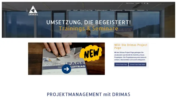 Website Screenshot: DRIMAS Ingenieurbüro für Maschinenbau & Wirtschaftsingenieurwesen - DRIMAS Projektmanagement » Umsetzung, die begeistert! - Date: 2023-06-26 10:26:16