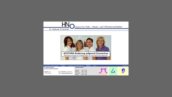 Website Screenshot: HNO-Praxis Dr. Gabrielle Krammer - HNO-Praxis Dr. Gabriele Krammer - Date: 2023-06-22 15:00:19