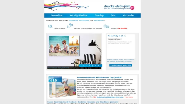 Website Screenshot: Drucke-Dein-Foto.at - Leinwandbilder online gestalten und bestellen. Wien und Niederösterreich - Versand in 48 Stunden. - Date: 2023-06-15 16:02:34