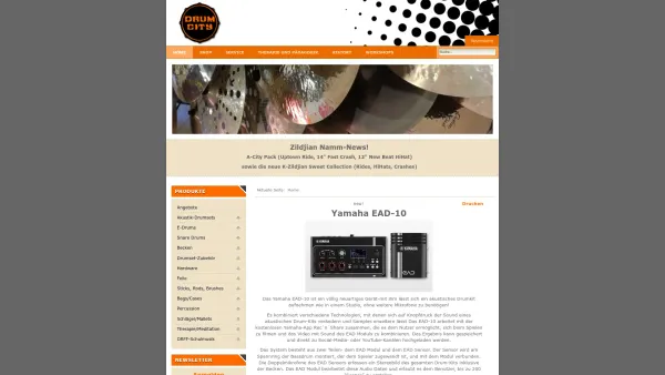 Website Screenshot: Musikinstrumente Braitner D R U M C I T Y - Drumcity - Home - Date: 2023-06-14 10:47:24