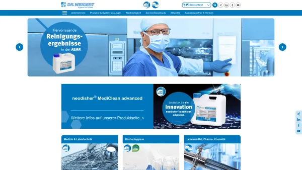Website Screenshot: Chemische Fabrik DR WEIGERT sees itself as a specialist for mechanical cleaning and the solving of hygiene problems in professiona - Dr. Weigert Deutschland: Dr. Weigert - Hygiene mit System - Date: 2023-06-22 15:16:21