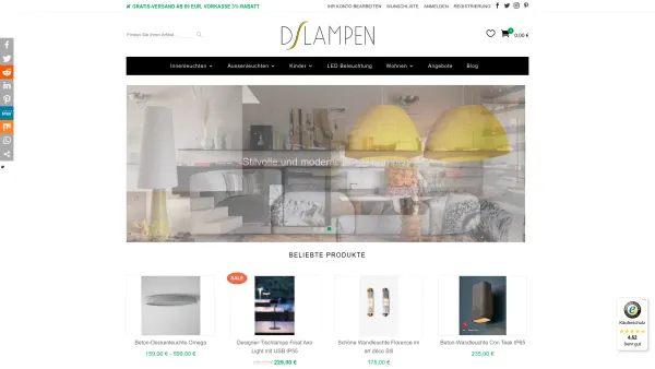 Website Screenshot: DSLAMPEN - DSLampen - Lampen und Leuchten Online - Date: 2023-06-14 10:47:24