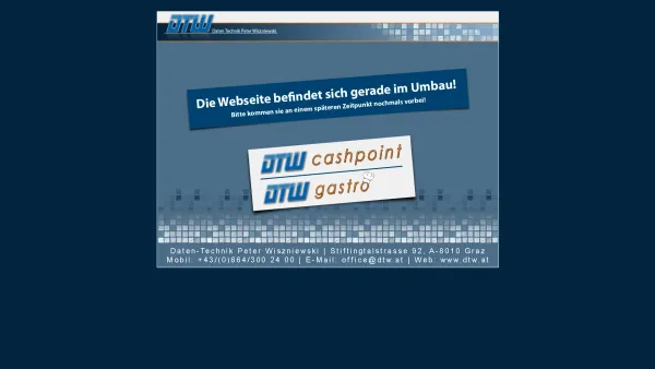 Website Screenshot: DTW Daten Technik Peter Wiszniewski - DTW gastro - DTW cashpoint - under construction - Date: 2023-06-22 15:15:40