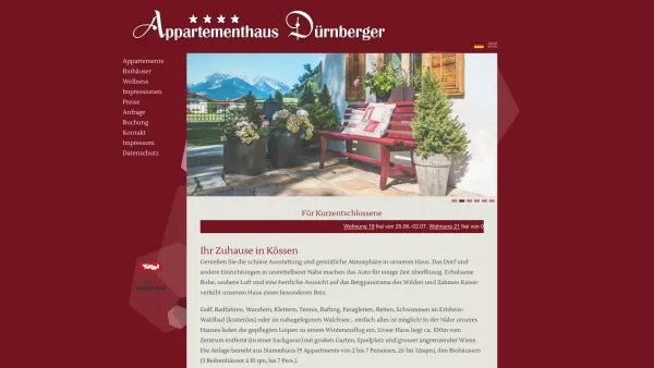 Website Screenshot: Appartmenthaus Dürnberger - Appartmenthaus Dürnberger Kössen - Date: 2023-06-22 15:10:51