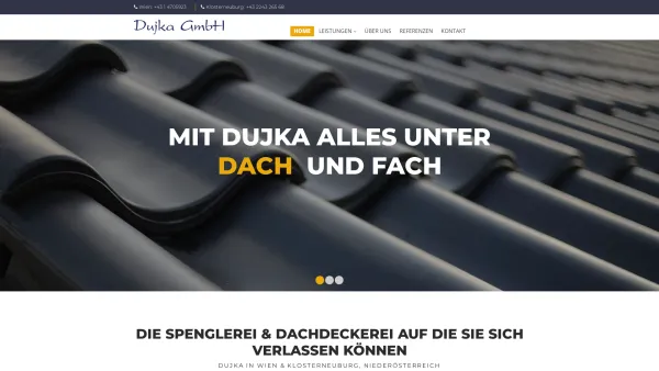 Website Screenshot: Dujka GmbH - Bauspengler & Dachdecker Dujka | Wien & Klosterneuburg - Date: 2023-06-26 10:26:16