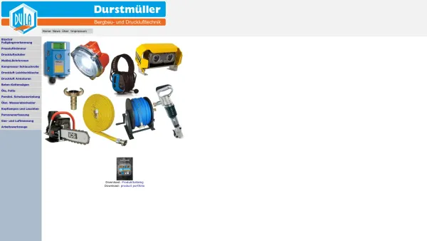 Website Screenshot: W. Durstmüller Gesellschaft mbH - Durstmueller Bergbau- u. Drucklufttechnik - Date: 2023-06-22 15:10:51